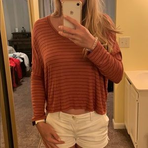 Stripped long sleeve crop top